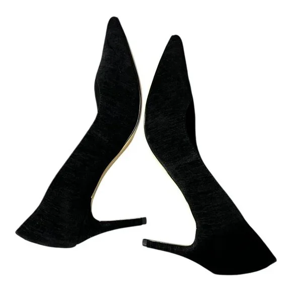 Melyann Throw Black Velvet Pumps Women's 8 Heels Point Toe - Picture 5 of 7